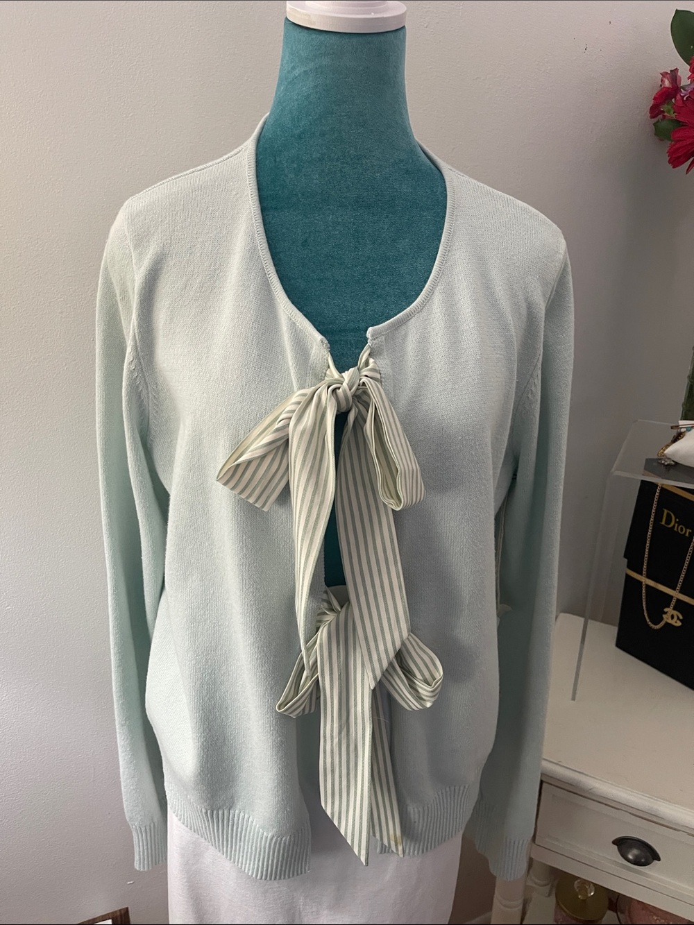 Light Mint Bow-Tie Cardigan
